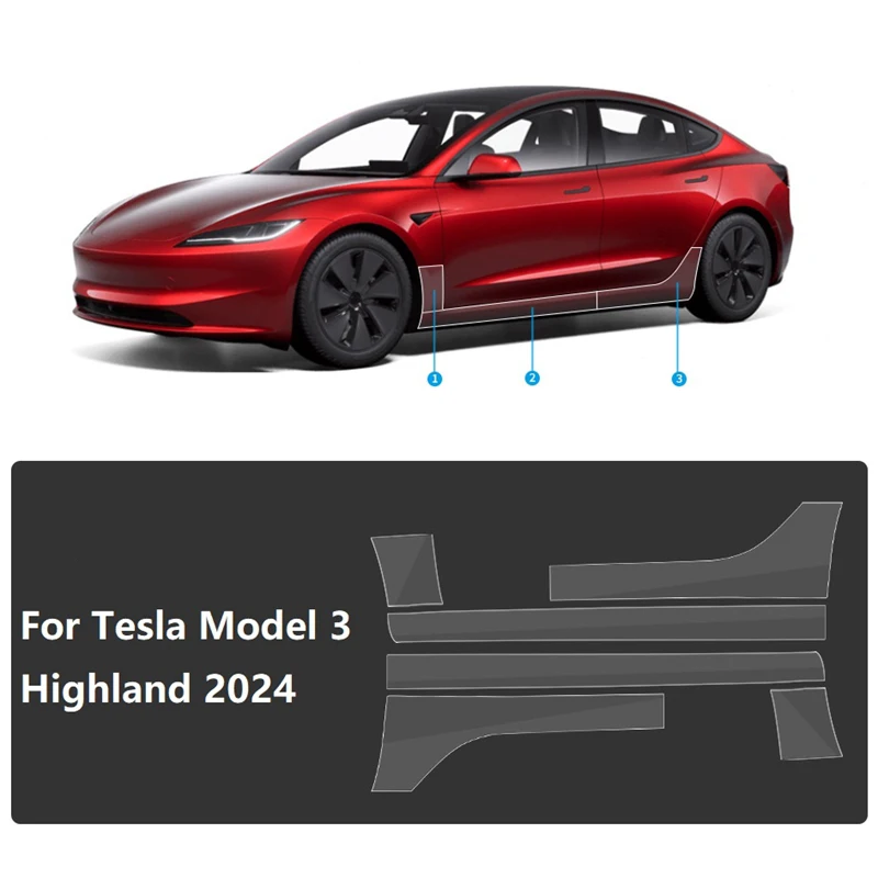 

Защитная пленка для переднего и заднего крыла Tesla Model 3 Highland 2024, прозрачная защитная пленка для защиты от царапин, ТПУ, наклейка, запасные части