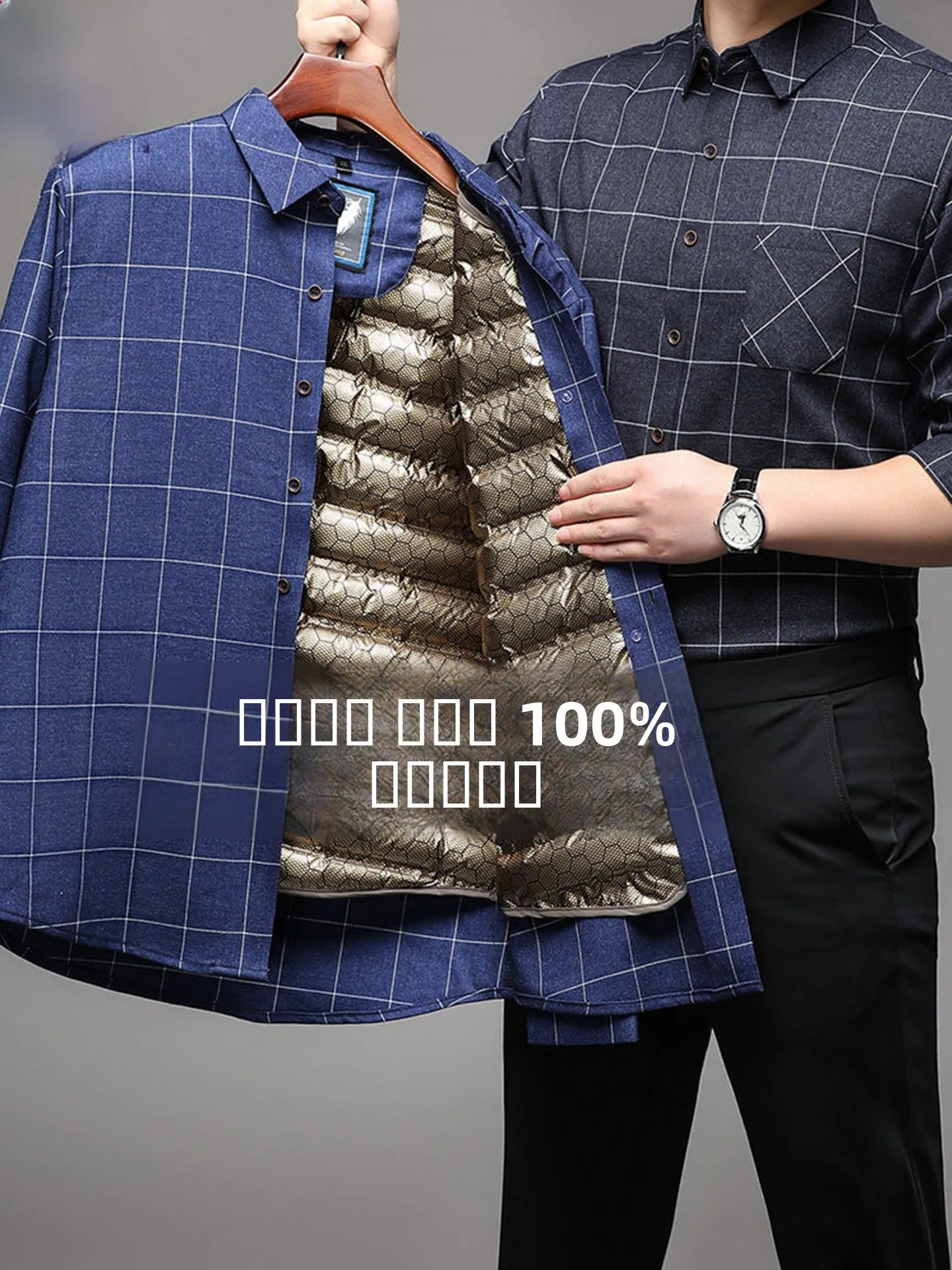 

Утепленная мужская верхняя одежда с отстегивающейся внутренней подкладкой из гусиного пуха, модная городская повседневная куртка с длинными рукавами для мужчин.