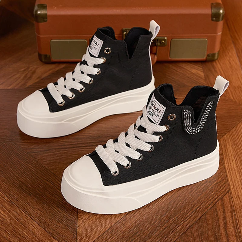 Women's High-top Canvas Shoes Summer New Breathable and Comfortable Mesh Sandals Red Fashionable and Versatile Casual Sneakers