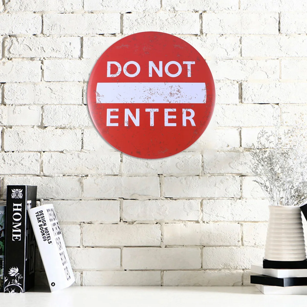 

12" X 12" Metal Tin Sign Vintage Round Decorative Wall Plaque Hanging Tag For Cafe Bar Club Home Decor Do Not Enter Metal