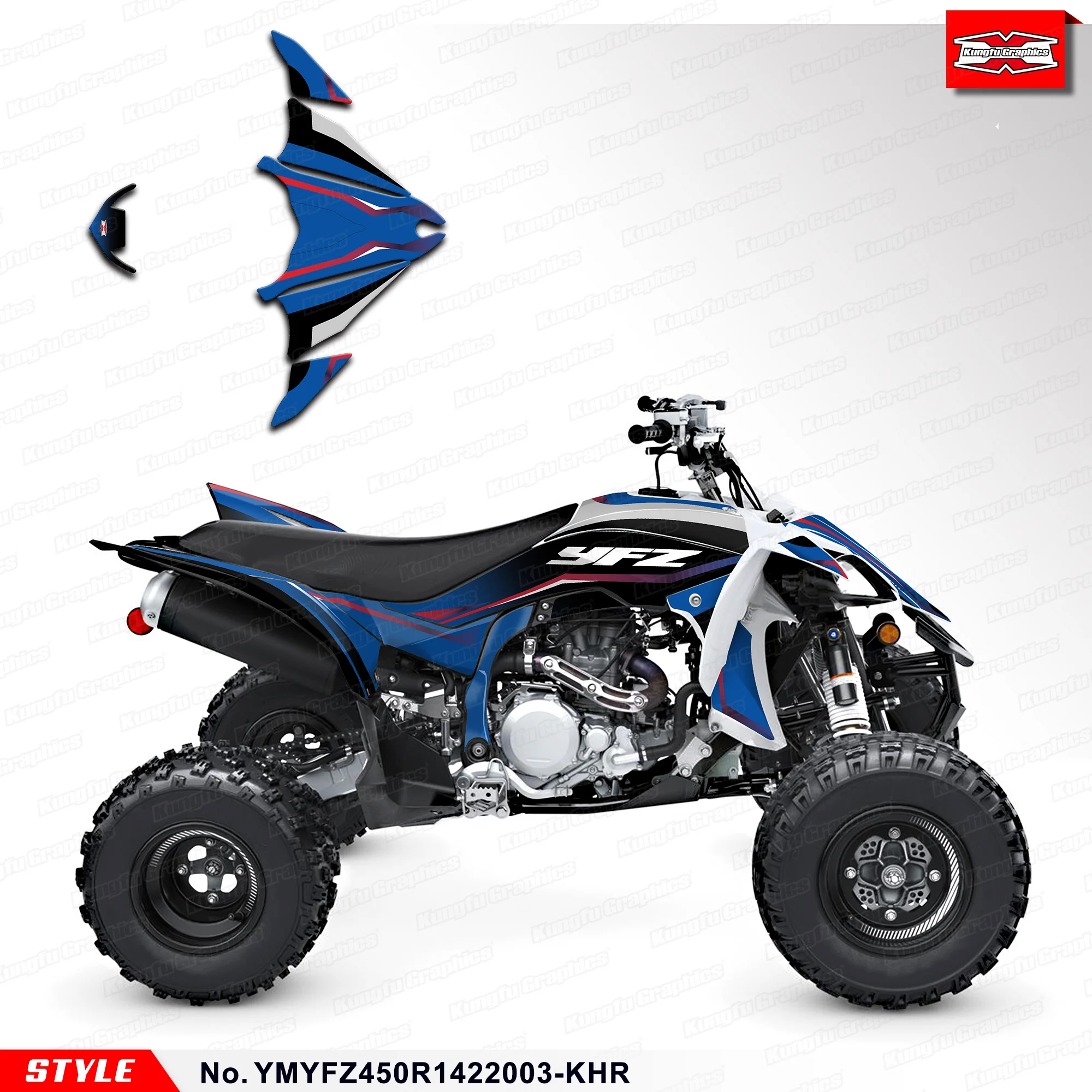 الكونغفو الرسومات ملصق التفاف تصميم لياماها YFZ450R YFZ 450R 14 15 16 17 18 19 20 21 2022 2023 2024 2025 ، YMYFZ450R1422003-KHR