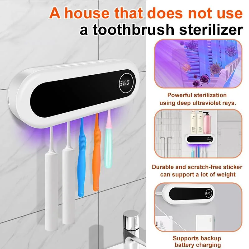 Household nopunch wallmounted toothbrush sanitizer UV disinfectant toothbrush holder sanitizer