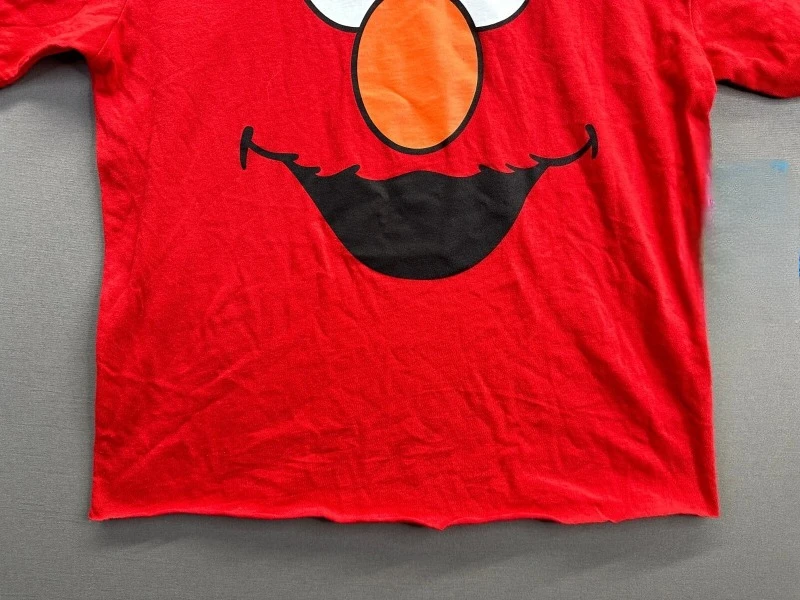 Sesame Street Womens Red T-Shirt Elmo Short Sleeve Crew Neck NWT Cute Cartoon Character, Soft Stretchy Fabric