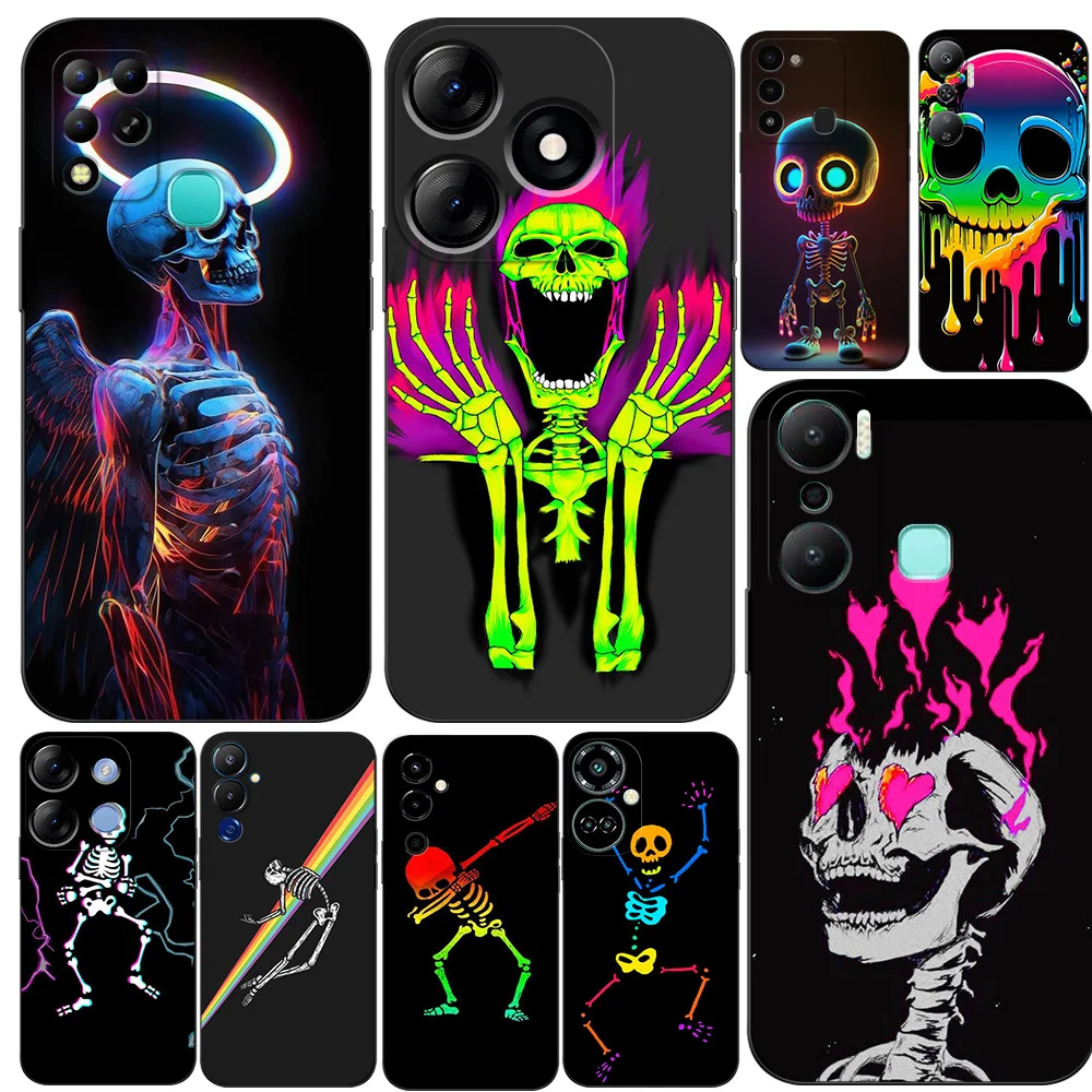 BLACK TPU CASE FOR ITEL A60 P40 VISION 5 A18 S18 INFINIX SMART 7  PLUS 7HD HOT 30 30I PLAY NOTE ZERO ULTRA 5G cool funny skull