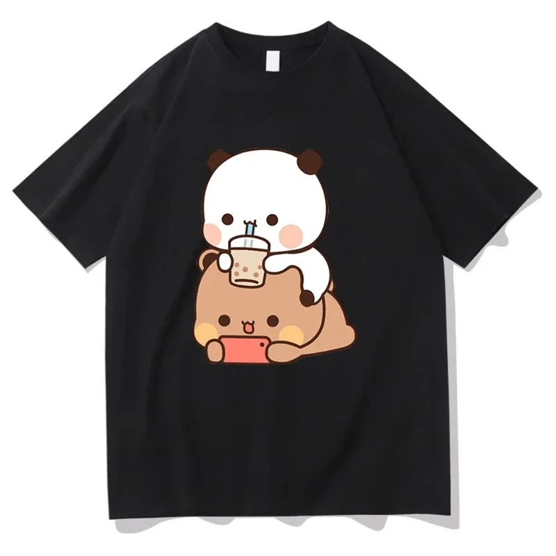 Bubble Tea Bubu i Dudu T Shirt mężczyźni kobiety Harajuku estetyczna grafika Kawaii t-shirt Unisex śmieszne koszulki z piaskowym koszulki bawełniane