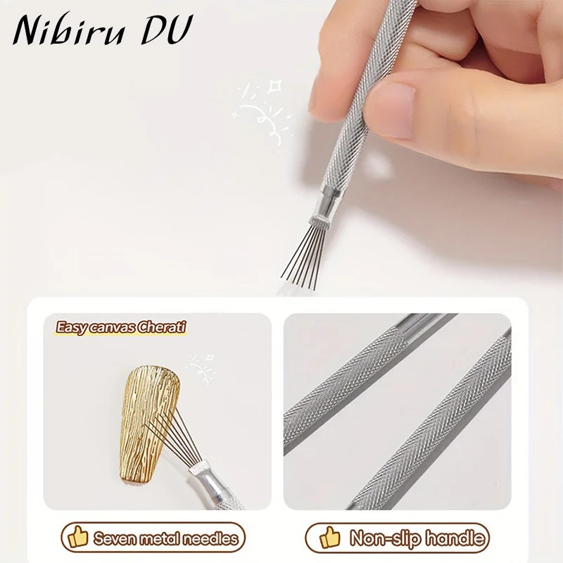 

3/1pcs 7 Pin Nail Art Liner Brushes Stainless Steel Stripe Lines Nail Art Pens Ultra-thin Line Nails Brush Gel Painting Tools