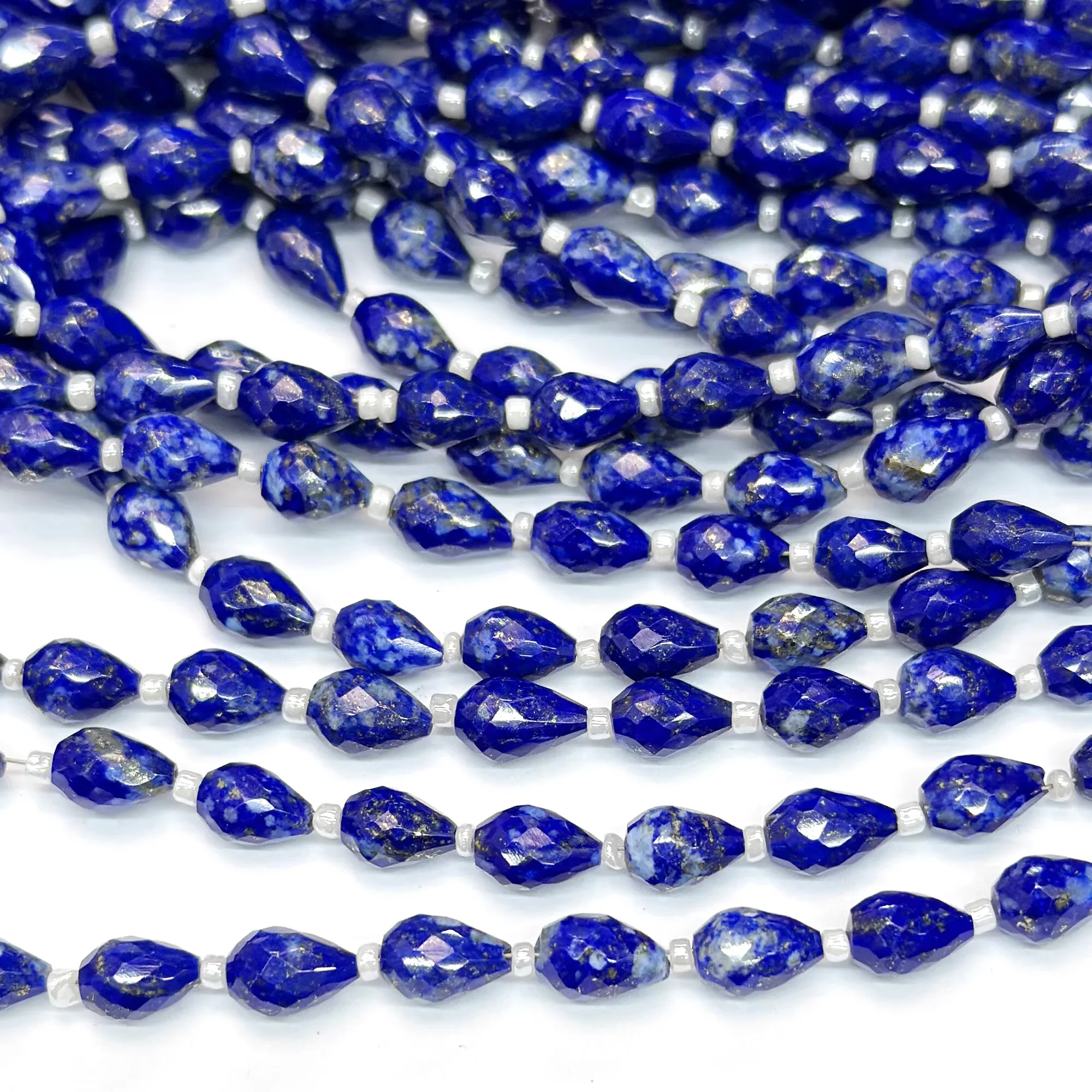 

Lapis Lazuli faceted drop 6-10mm wholesale for DIY jewelry necklace 40cm LOOSE BEADS