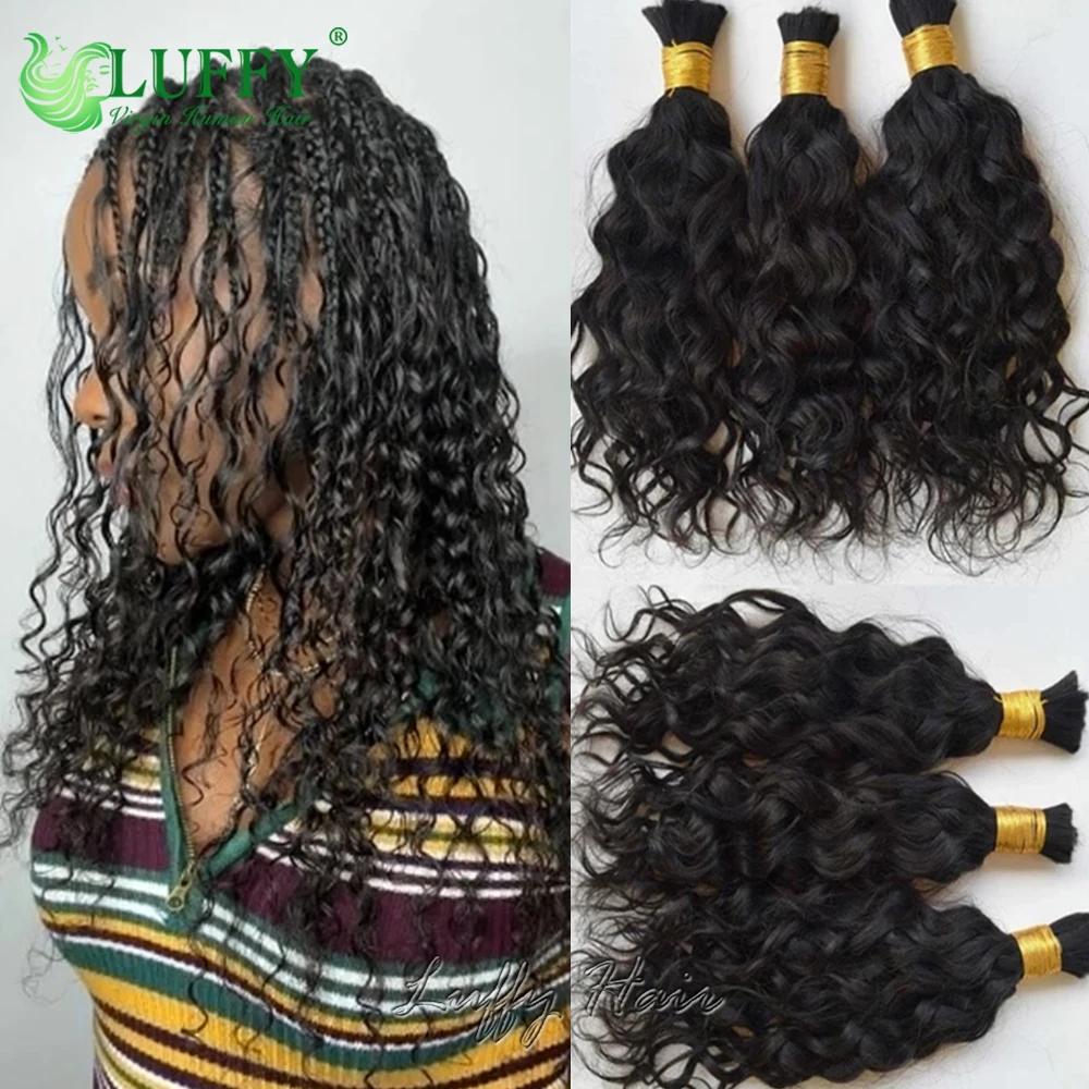 Bulk Human Hair for Braiding Water Wave No Weft Double Drawn Full End Burmese Wet and Wavy Human Hair Extensions for Braids
