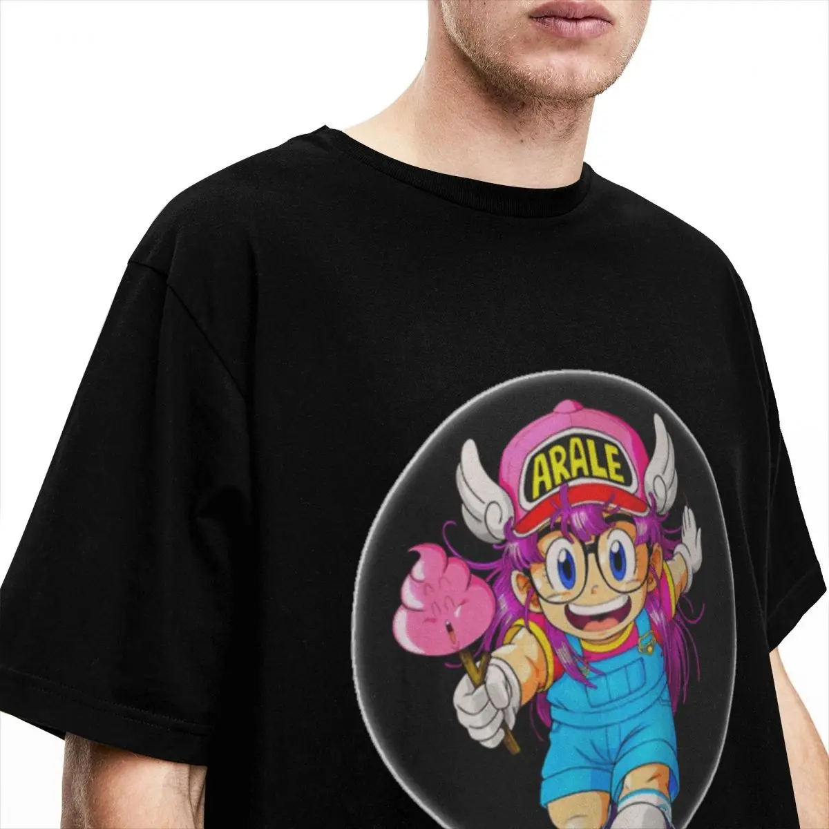 Arale & Poop Manga T-Shirt Summer Retro Dr Slump Funny T Shirts 100 Cotton Novelty Tshirt For Couple Short-Sleeved Casual Tees