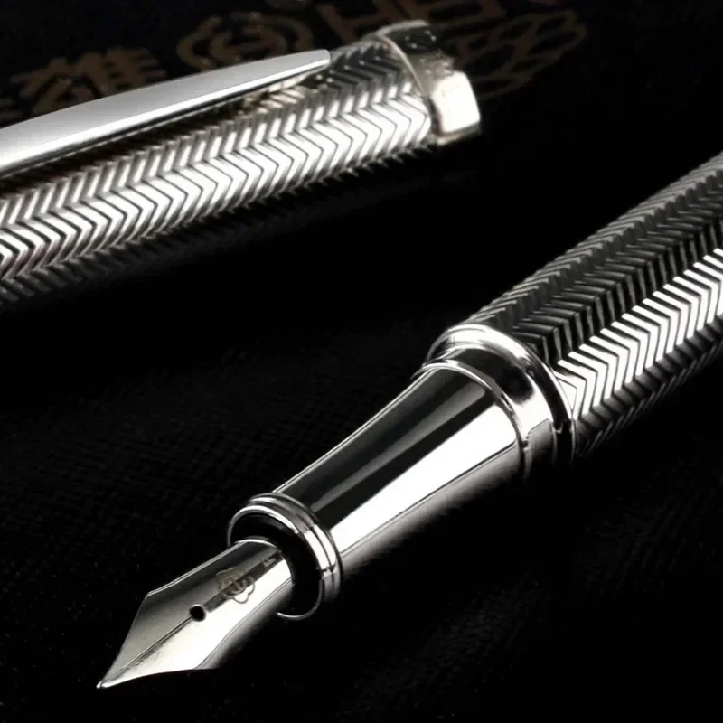 HERO Lxuury قلم حبر معدني أسود أصلي إيريديوم F 0.5 مللي متر بنك الاستثمار القومي للرجال الكبار الأعمال مكتب المدرسة طالب الراقية القرطاسية