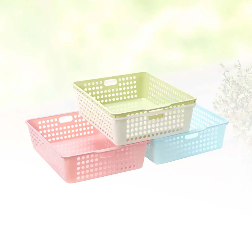 

3Pcs File Storage Baskets Compact Desktop Organizer Office Storage Box Multi- File Holder Fruit Vegetable Basket