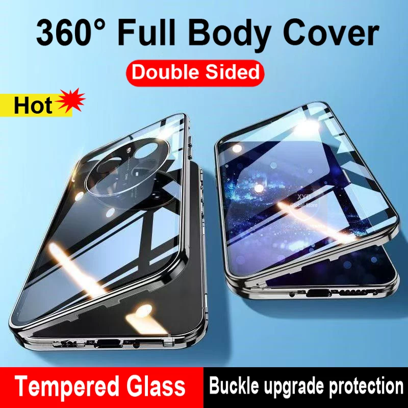 For Honor Magic7 Pro Magic 7 Case Tempered Glass Cover Case For Honor Magic 7 Pro 360 Full Body Flip Metal Magnetic Double Sided