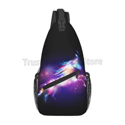 Unicorn Travel Hiking Sling Bag Sling Backpack Unisex Adjustable Crossbody Purse Chest Bag Casual Daypack for Outdoor Cycling