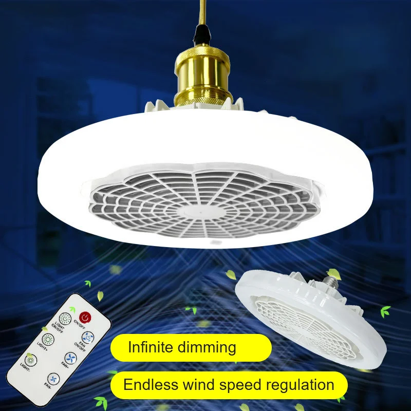 30w Ceiling Fan With Lighting Lamp E27 Converter Base With Remote Control For Bedroom Living Home Silent AC 85-265v