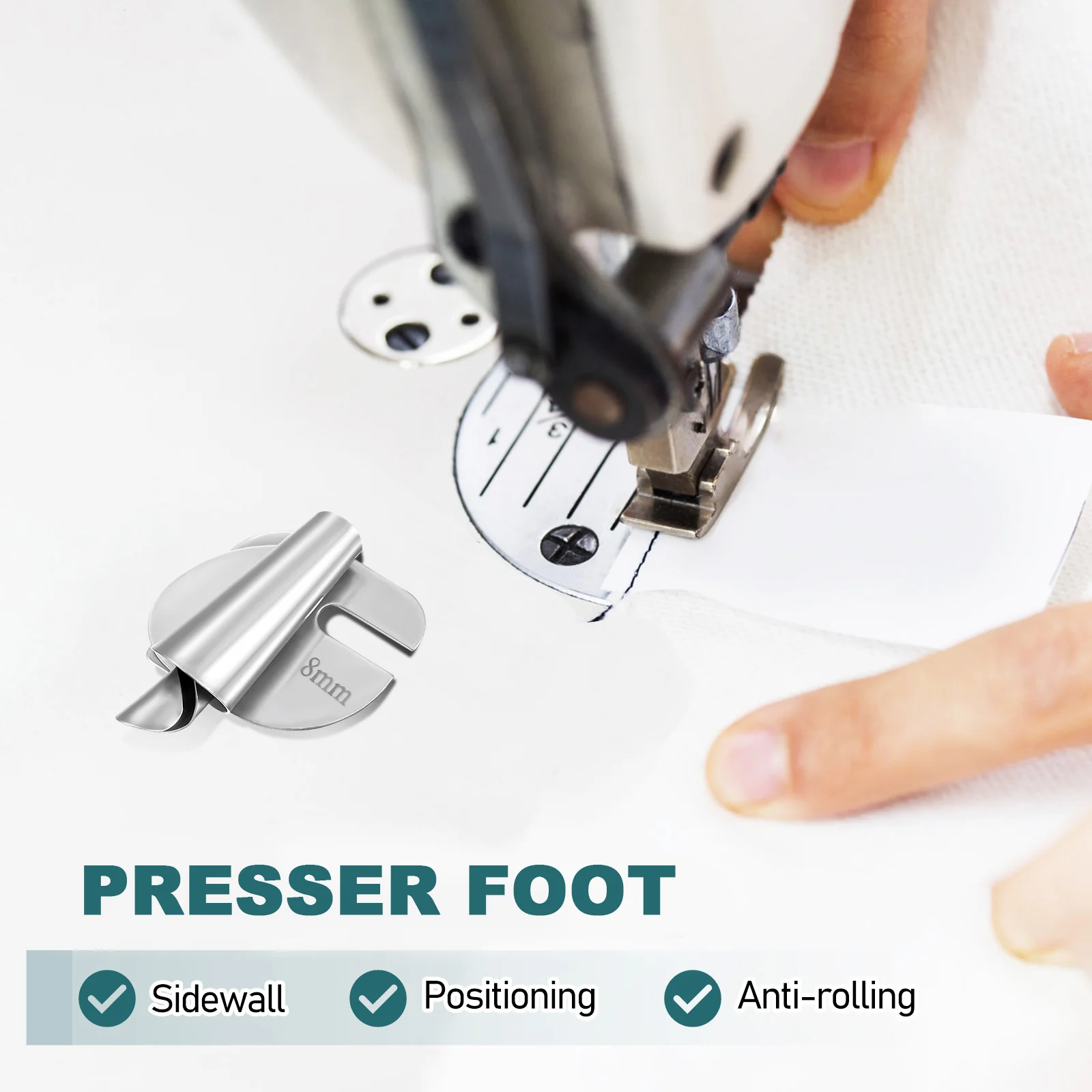 6Pcs Universal Rollsaum Nähfüße Stahl Nähmaschine Säumer Fuß Set Spirale Form für Naht Guide Binder zubehör