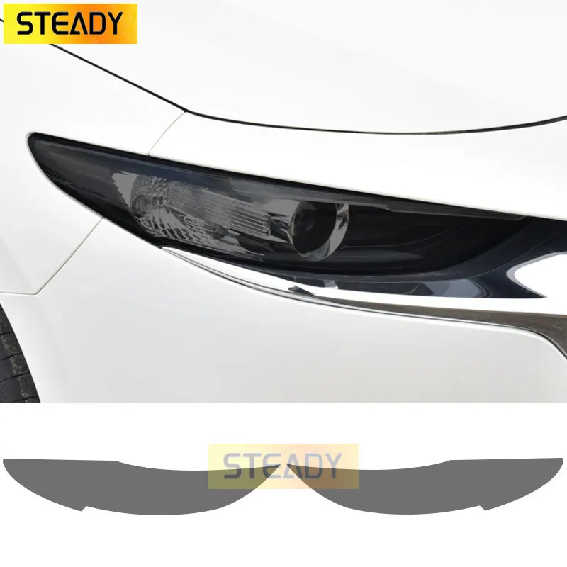 

2 Pcs Car Headlight Protective Film Front Light Transparent Smoke Black TPU Sticker For Mazda 3 BP 2019 2020 2021 2022 Hatchback