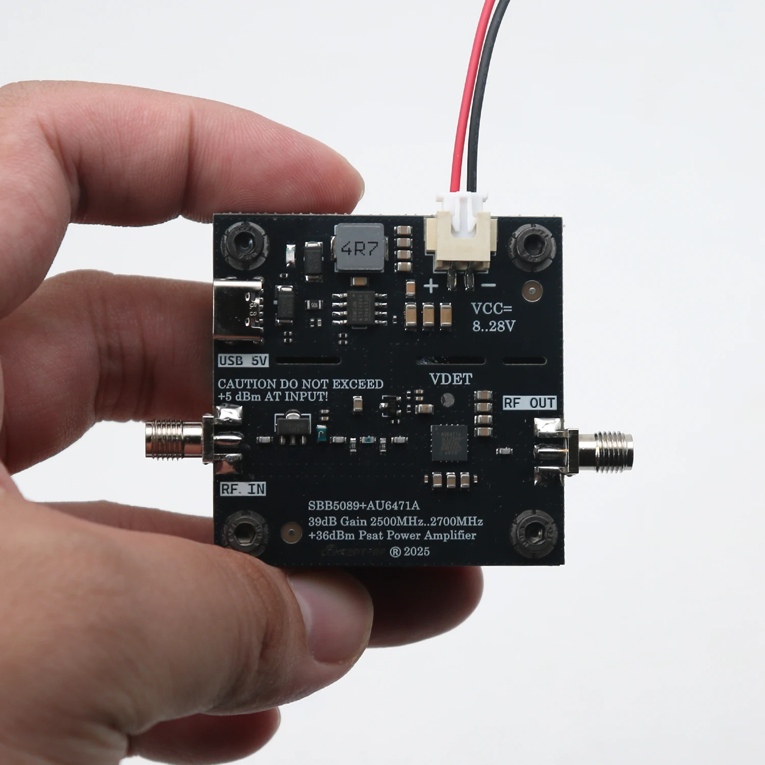 2.4GHz 4W RF Power Amplifier 2.2-3.1GHz PA Signal Amp SBB5089 AU6471A for Drone Bluetooth Image Transfer LoRa Transmitter