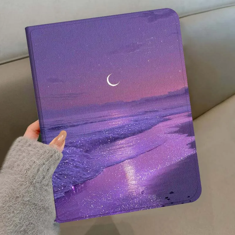 

Starry Crescent Beach Light Soft For Samsung Galaxy Tab S11 S10 S9 S8 S7 S6 A9 A8 A11 Lite FE Plus Pen Tray Tablet Case