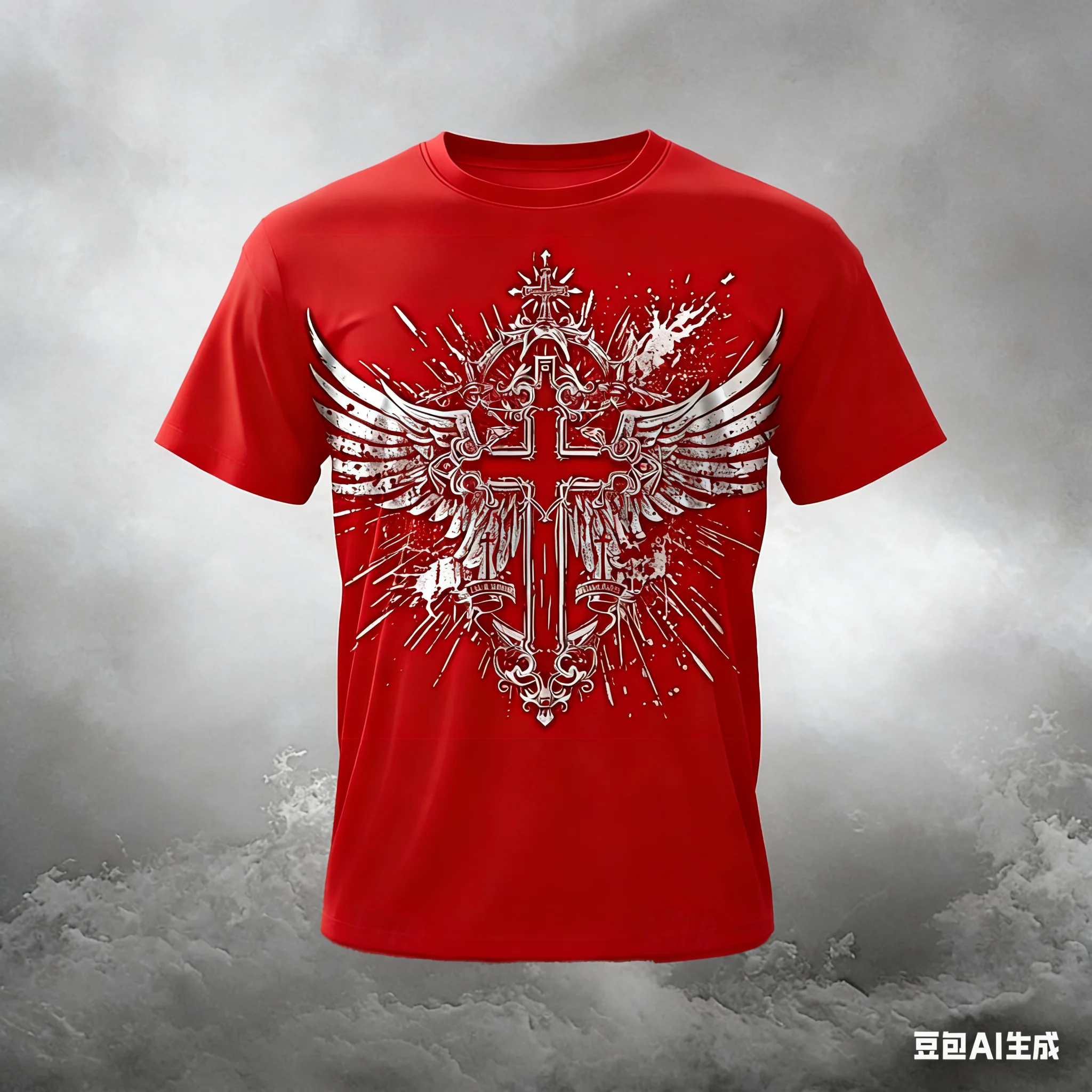 Funny Cross Wing Pattern Men's T Shirt Summer Casual O-neck Loose T-shirt Fashion Comfortable Short Sleeve Tops Hip Hop Clothing