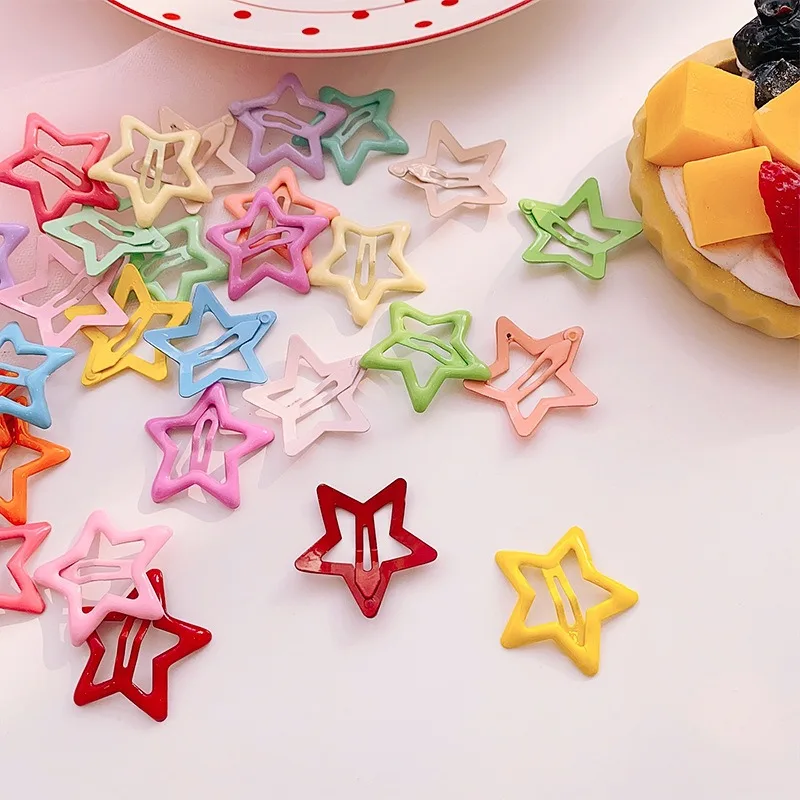 2/20pcs Cute Colorful Star Waterdrop Shape Hair Clip For Girl Kids Headwear Alloy Barrettes Glitter Y2K BB Hairpins Accessories