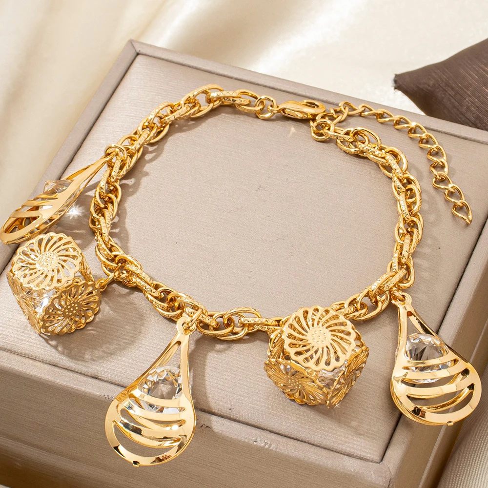 YMJewelry Wassertropfen-Armband aus Edelstahl mit Edelsteinen, Charm-Armbänder für Damen und Herren, für den täglichen Gebrauch im Büro, als Geschenk für Freunde. – Detail 3