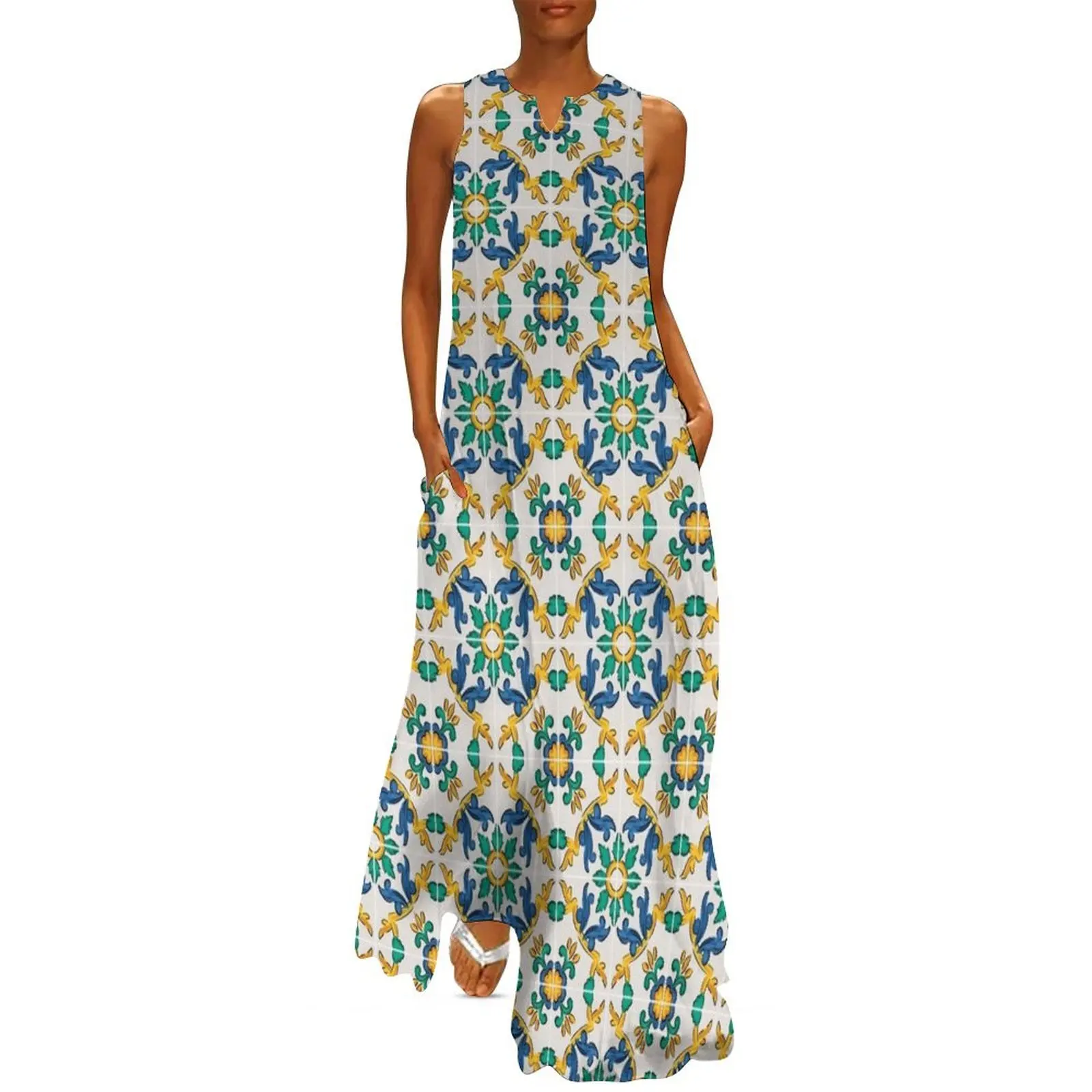 

Sicilian сeramics Long Dress Long dress woman women"s summer dress 2024 women"s luxury party