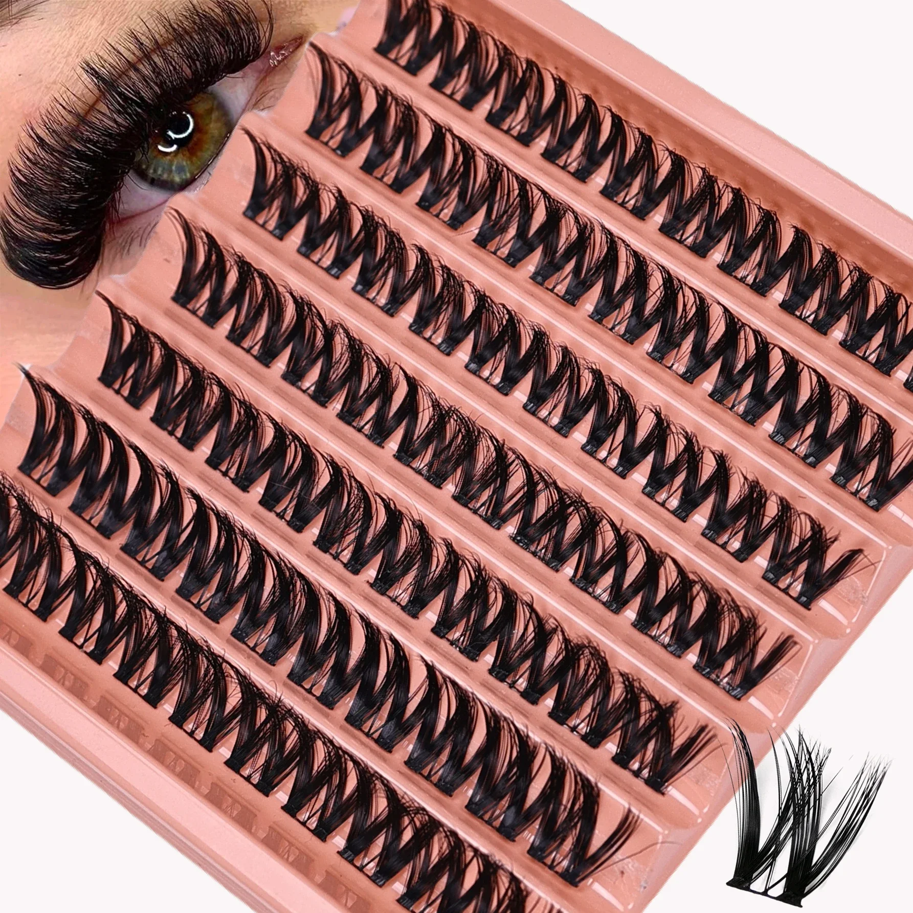 Lash Clusters 70pcs Cluster Eeyelashes12-16mm Wispy Individual Lash Extensions Natural Look Lashes D Curl Fluffy Cluster Lash