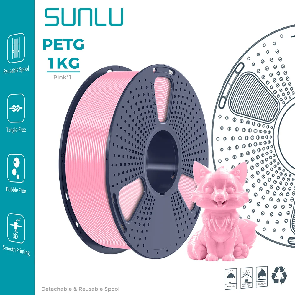 SUNLU 1/2/3/4/5/10KG PETG 3D-filament 1,75 mm netjes wond Hoge taaiheid 3D-printspoelfilament voor FDM 3D-printermaterialen