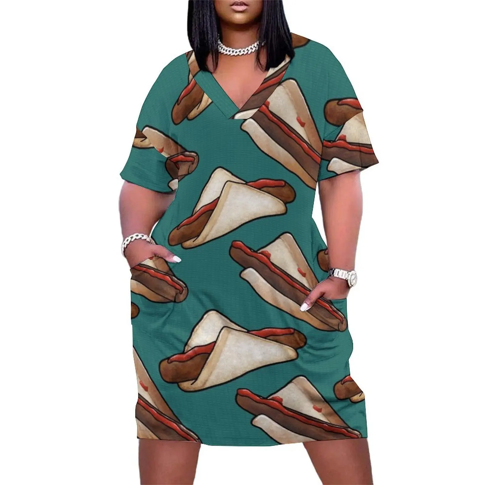 

Aussie BBQ Snag in Green, Large Loose Pocket Dress party dresses woman Womens dresses