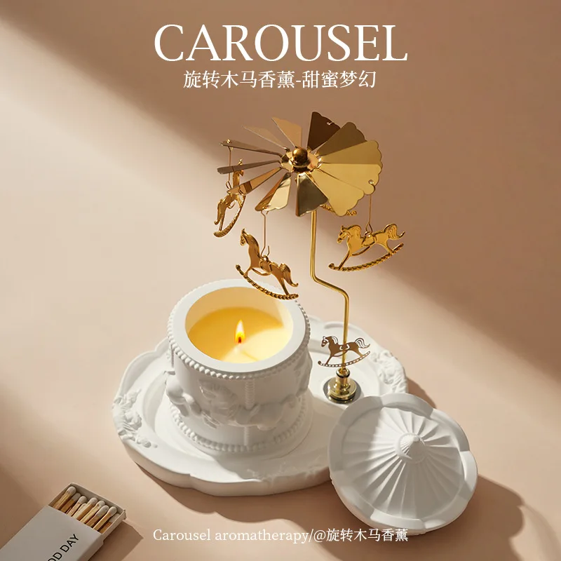 Hochwertige Aromatherapie-Duftkerze im Karussell-Design für Frauen, Geburtstagsgeschenk, Heimdekoration, Duft-Souvenir