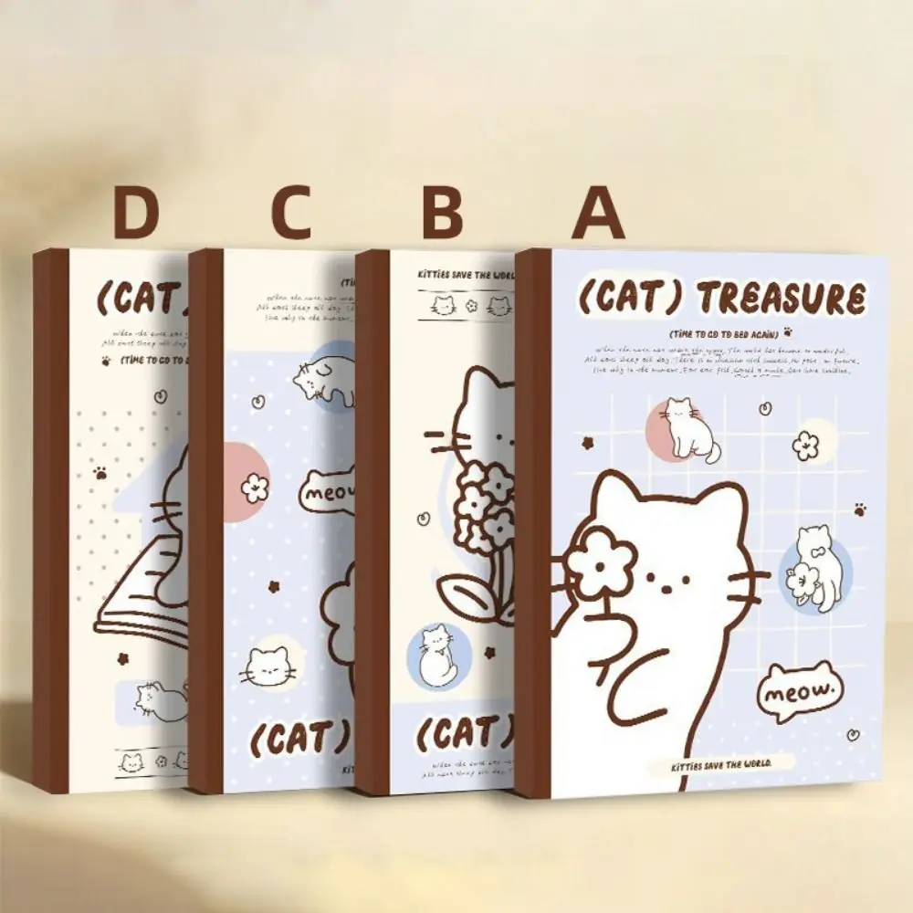 Perforated Tear Off Page Cat Notebook 55gsm Paper 200 Page Practice Book 180 Degree Flat Lay Side Glue Binding