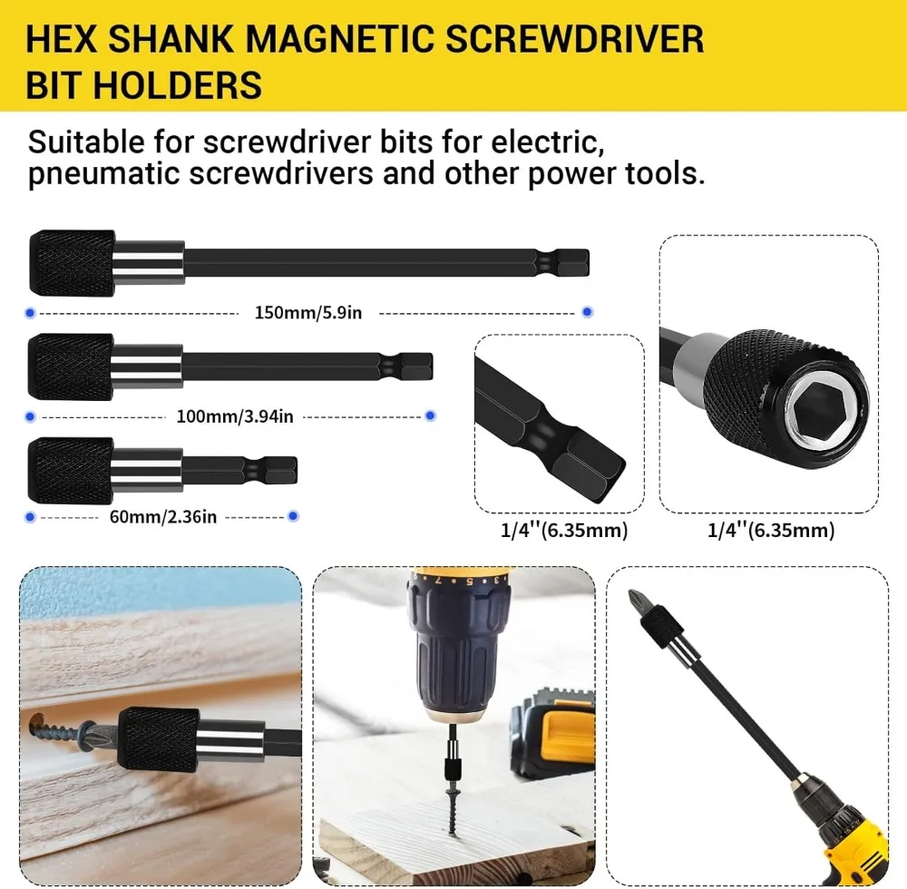 31 Flexible Drill Bit Extension Rotatable Socket Adapter Hex Shank 105° Right Angle Drill Attachment Screwdriver 90° Angled Bits