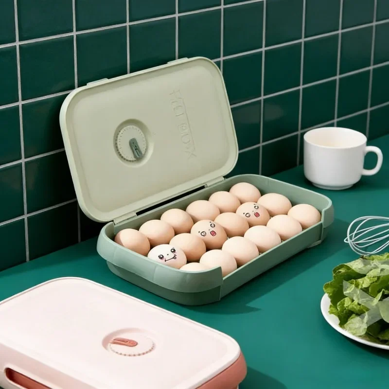 Stapelbarer Automatischer Rollender Eierhalter Schublade Kühlschrank Eieraufbewahrungsbox Platzsparender Küchenorganizer Behälter Zubehör