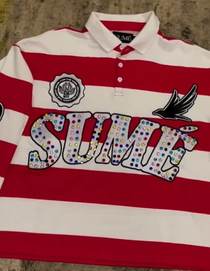 

Y2k American Retro Polo Shirt Lapel Streetwear For Men And Women Hip-Hop Embroidered Sequins Oversize Long Sleeve Tops