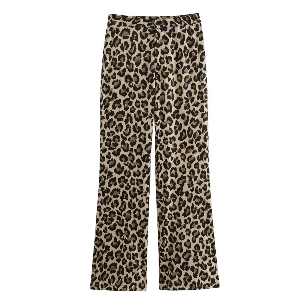 American hot girl leopard print high-waisted straight casual pants for women spring and autumn new style drapey wide-leg pants