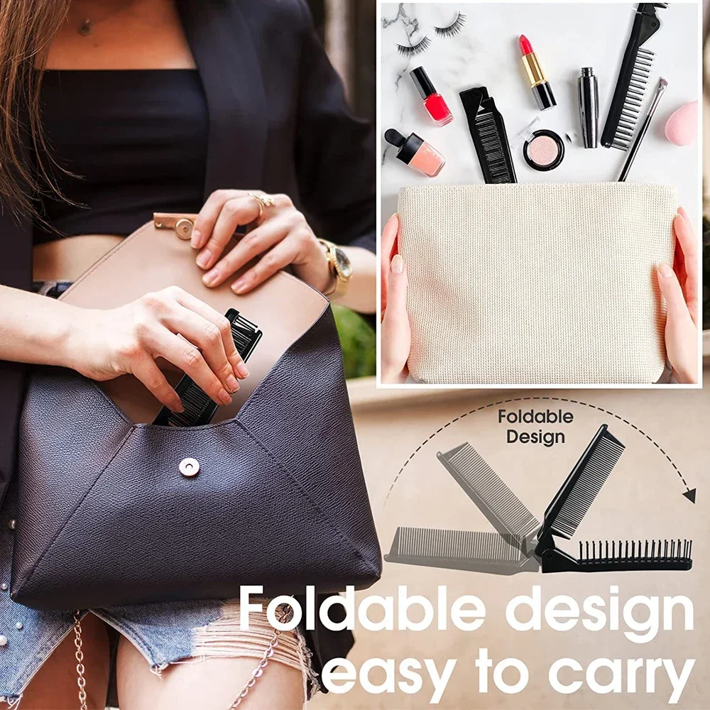 أمشاط الجيب متعددة الوظائف المحمولة نمط للطي مشط ملون مجعد تدليك الشعر مشط مكافحة ساكنة للطي اكسسوارات الحلاق #6