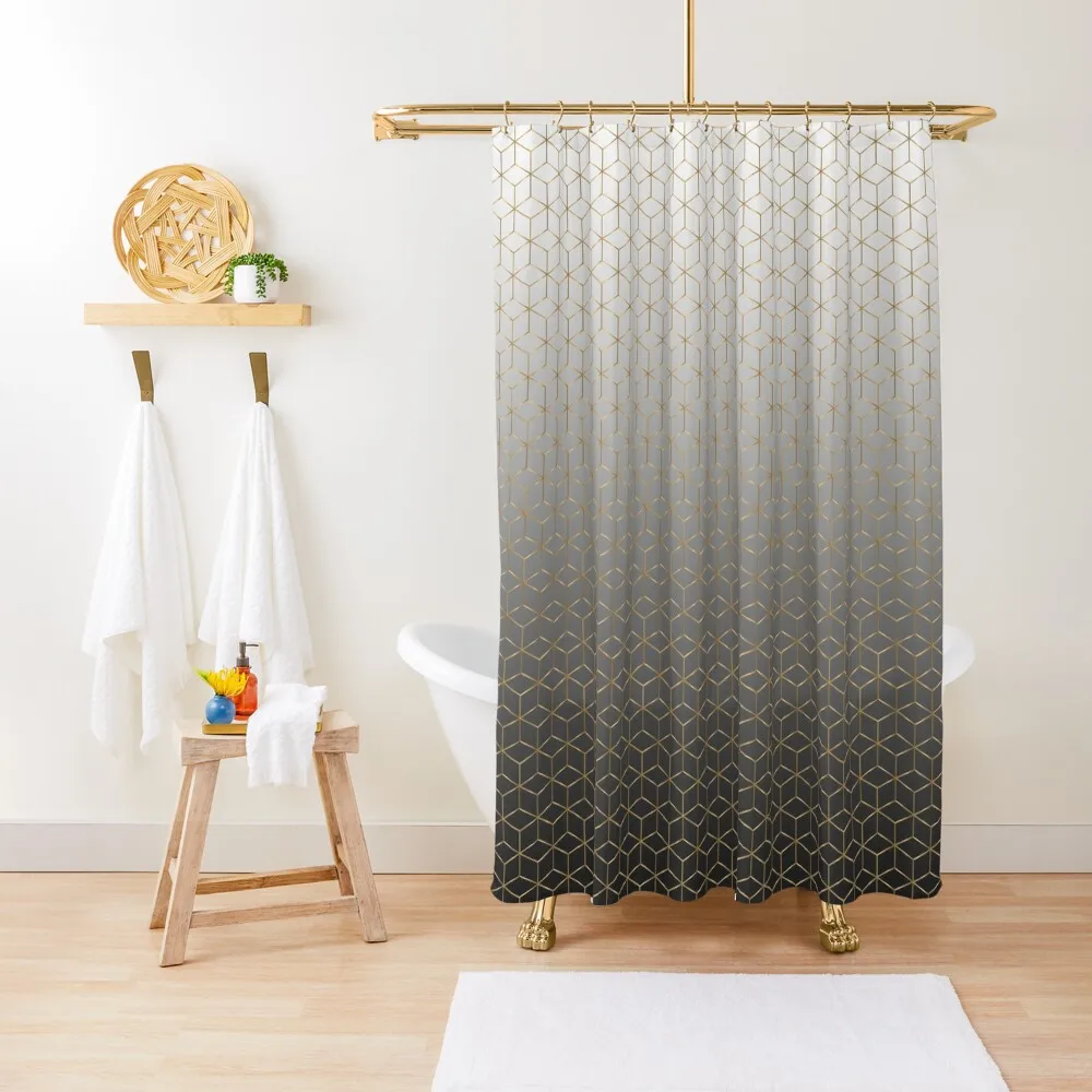 

Golden Hexagons - Shower Curtain Shower For Bathroom Accessories For Shower And Services Cover Bathroom Set Curtain