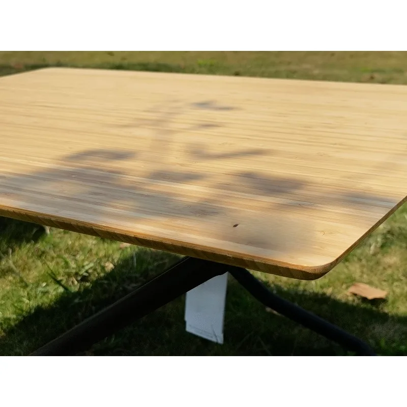 STLF Aluminum Bamboo Outdoor Folding Table X-frame Portable Picnic Camping Travel BBQ Small Ultra Light Glamping Living Room