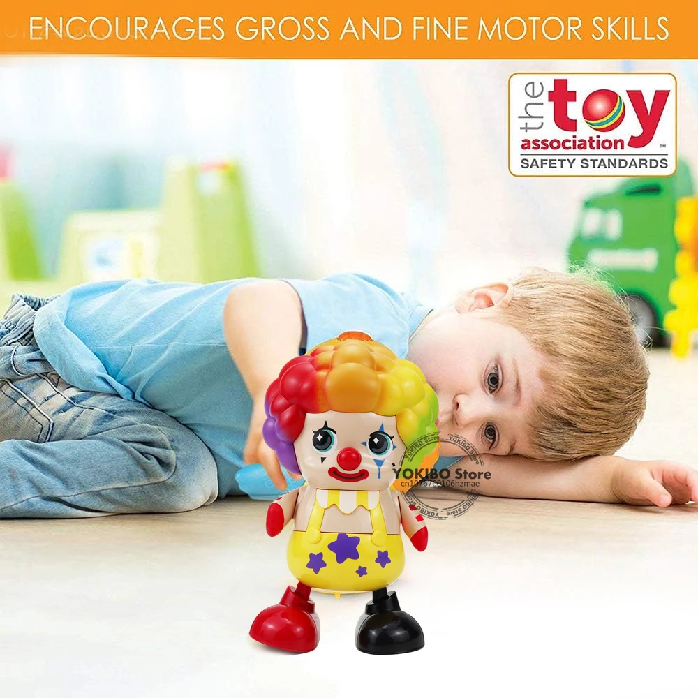 Baby Musical Clown Toy, Dancing Walking Clown Toys - Interactive Action Learning Educational Flapping Light up Dancing Clown