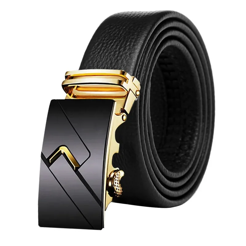 EnvironFamous-Ceinture en cuir véritable pour hommes, sangle masculine, structure automatique en métal, marque de luxe, qualité de l'environnement