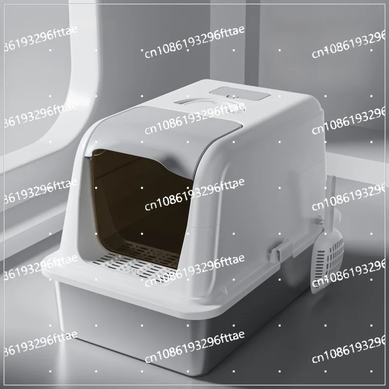 Large Stainless Steel Cat Litter Box Fully Enclosed Cats' Sandbox Odor Proof Kitten Toilet Convenient Lid Lifting Pets Supplies