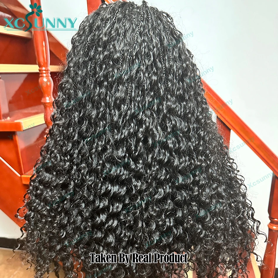 Boho Box Braids Wig HD Full Lace Braided Wig Human Hair Knotless For Black Women High Density Pre Pluched With Baby Hair