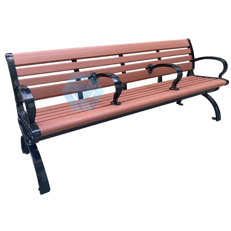 Outdoor Park Bench With Tropical Wood Slats Urban Street Bench With Durable Metal Legs Classical Garden Bench