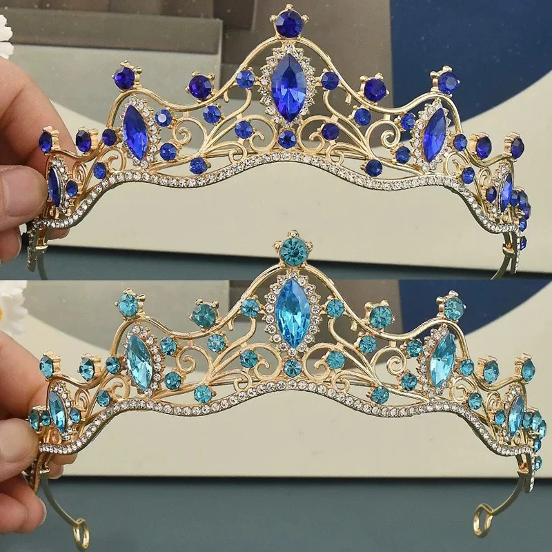 Fashion Princess Queen Vintage Baroque Crystal Crown Rhinestone Tiara Women Bridal Weeding Party Prom Jewelry Hair Accessories