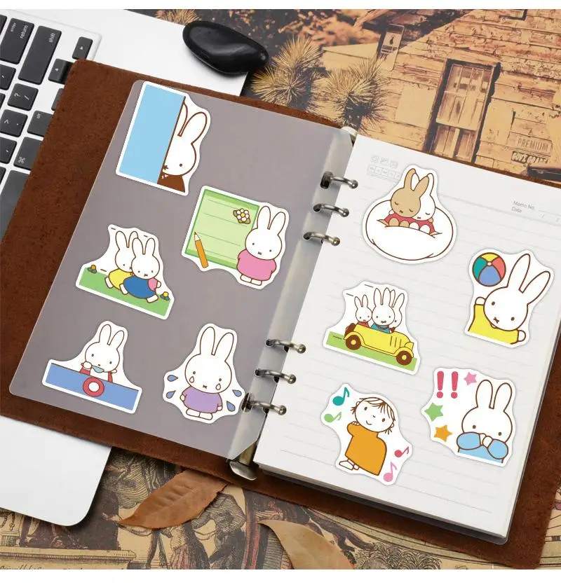 50Pcs Miffy Rabbit New Stickers Kawaii Random Bunny Water Cup Waterproof Decorative Stickers Refrigerator Cartoon Stickers