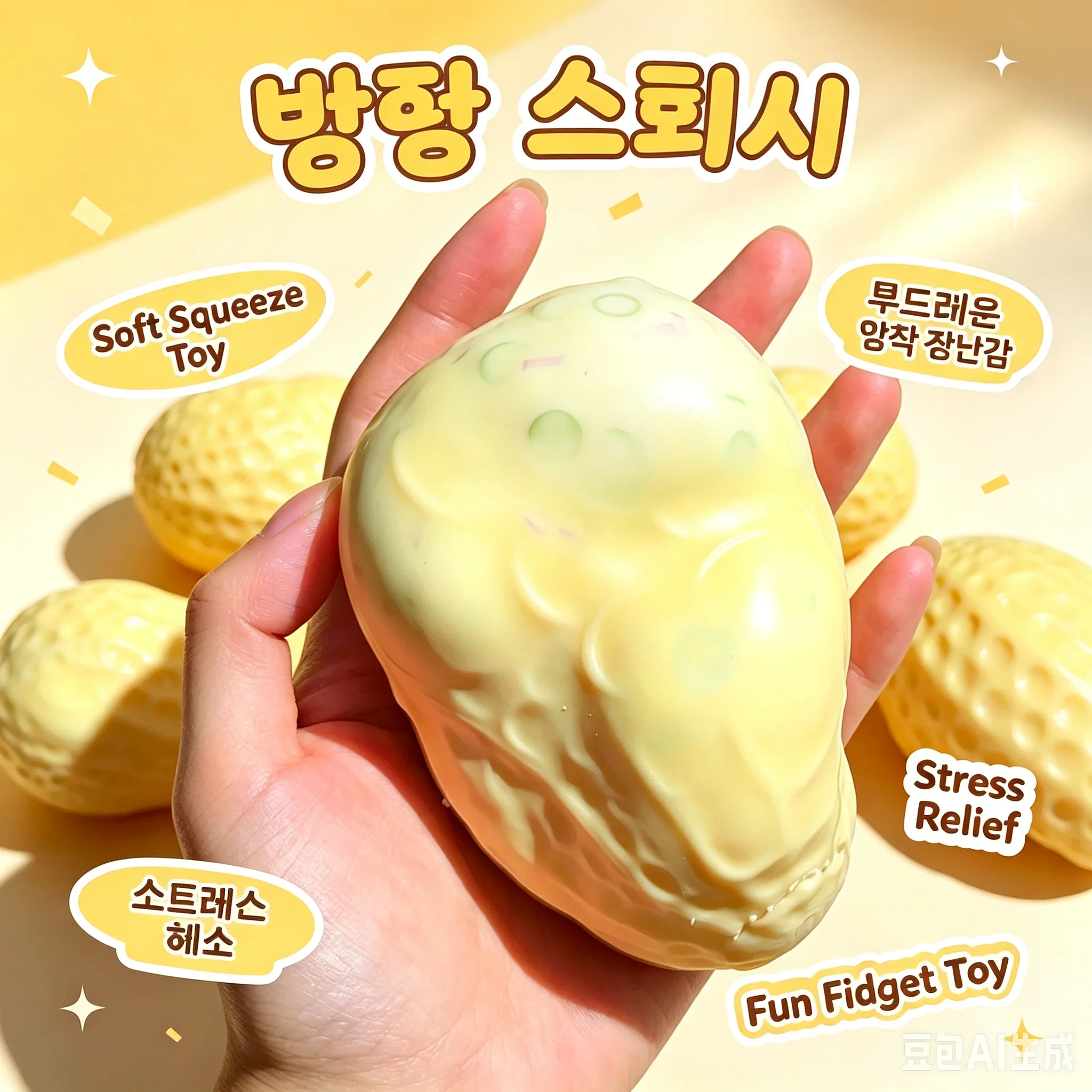 1pcs New Handmade Peanut Shaped Squishy Crunchy Stress Ball Squeeze Toy for Adults Buttery-Soft Fidget ASMR Sensory Toy