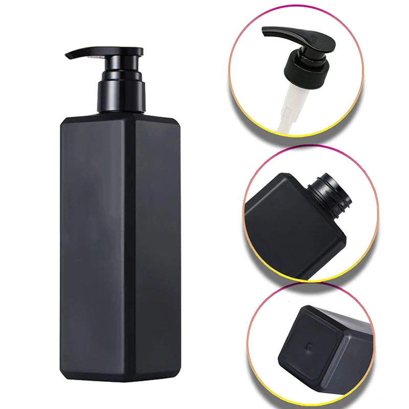 4Pcs/Set Plastic 500ml Empty Square Bottle Hand Wash Soap Dispenser Liquid Shampoo Pump Container Shower