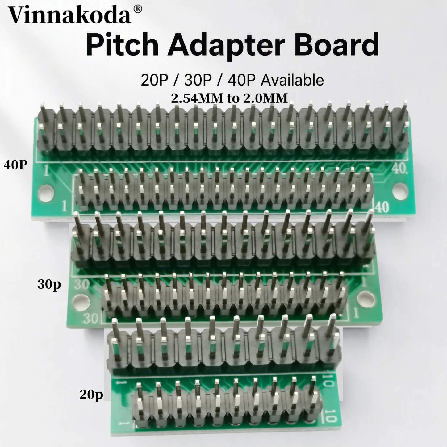 1/2/5PCS 2.54mm to 2.0mm Pitch Pin Header Adapter Board, 20P/30P/40P Optional for Circuit Debugging