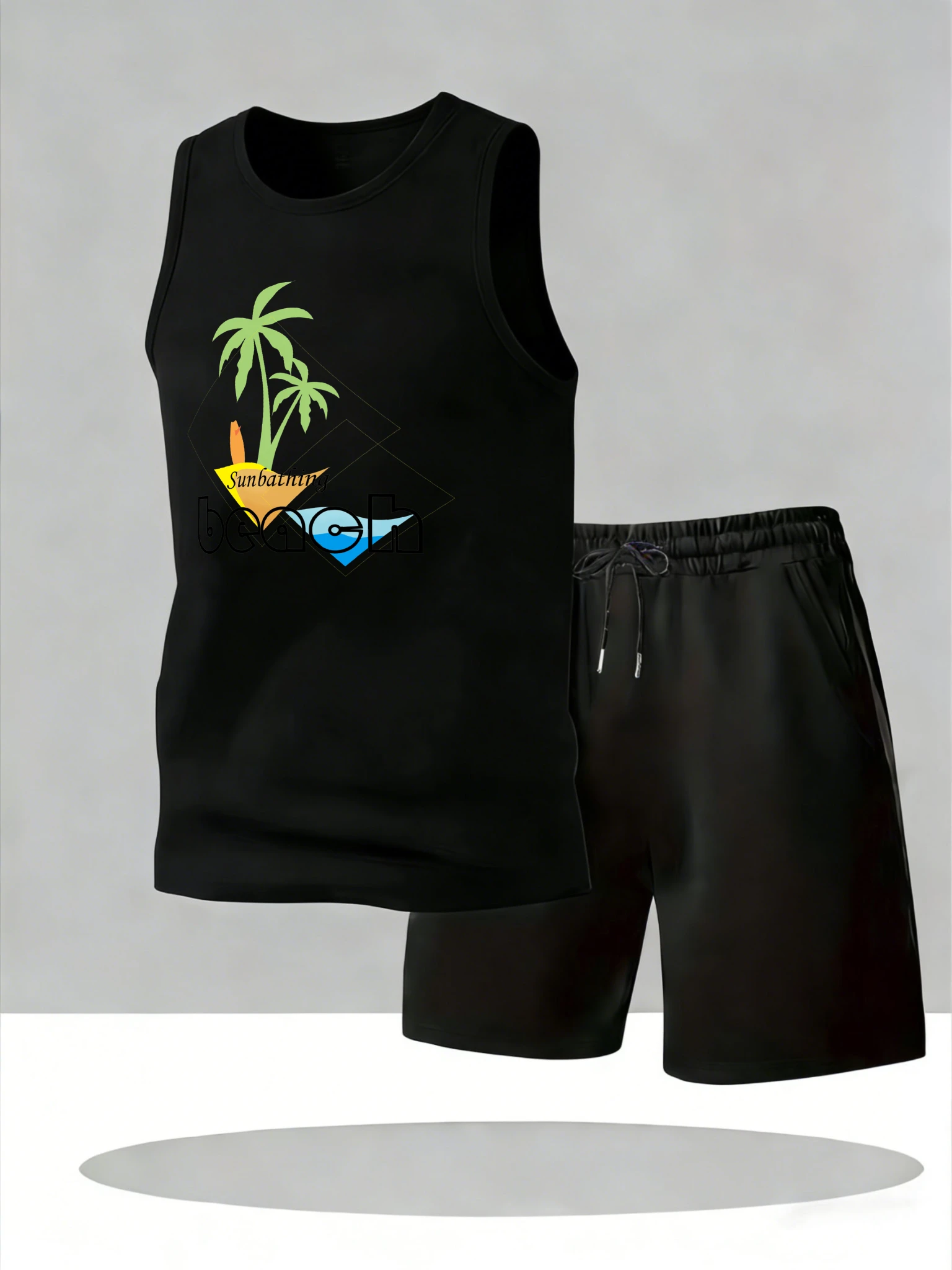 

Men's Tank Top Sets 2026 Summer Quick drying crewneck running oversize Suit for man Breathable sports beach outfits two piece