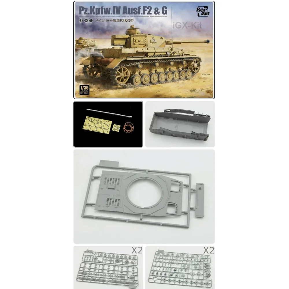 

Border BT-004 1/35 Scale German Pz kpfw IV Ausf F2 & G (2in1) Tank Vehicle Plastic Assembly Model Building Kit Hobby Craft